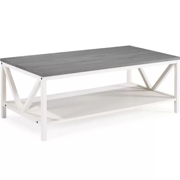 Coffee Tables-Kirkland's Home Gray And Barnwood Coffee Table White