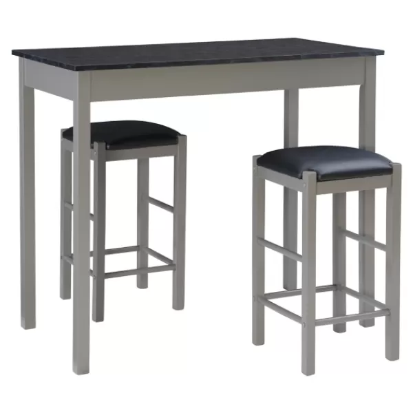 Dining Sets-Kirkland's Home Gray And Black 3-Pc. Stool And Table Set