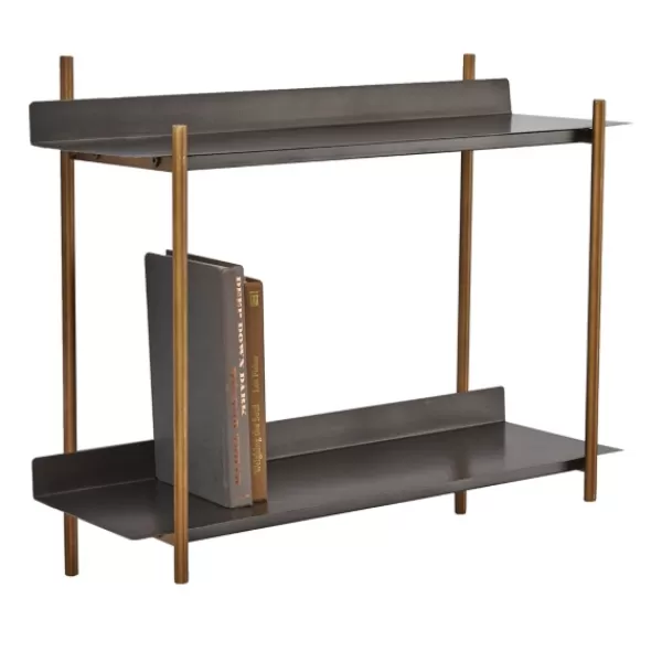 Shelves-Kirkland's Home Gray And Brass Metal Wall Shelf