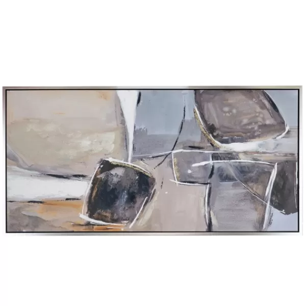 Framed Art-Kirkland's Home Gray And Brown Abstract Stones Framed Wall Art White/Gray/Brown