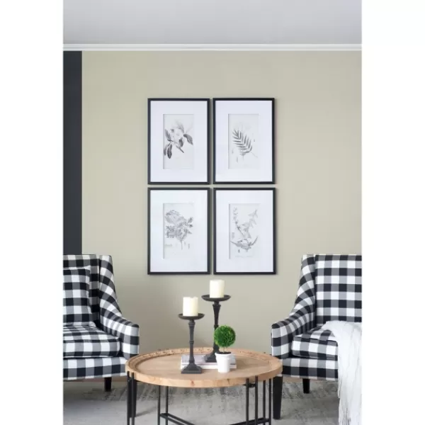 Framed Art-Kirkland's Home Gray And Cream Foliage 4-Pc. Framed Wall Art Set Gray/White