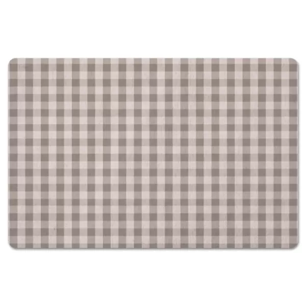 Kitchen & Floor Mats-Kirkland's Home Gray And Cream Plaid Kitchen Mat Gray/White