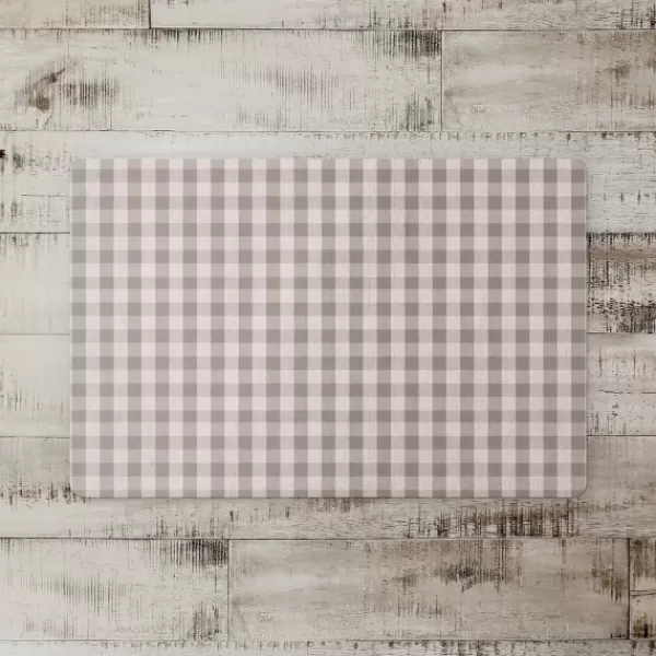 Kitchen & Floor Mats-Kirkland's Home Gray And Cream Plaid Kitchen Mat Gray/White