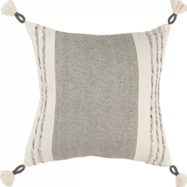 Pillows-Kirkland's Home Gray And Ivory Color Block Pillow Gray/Ivory
