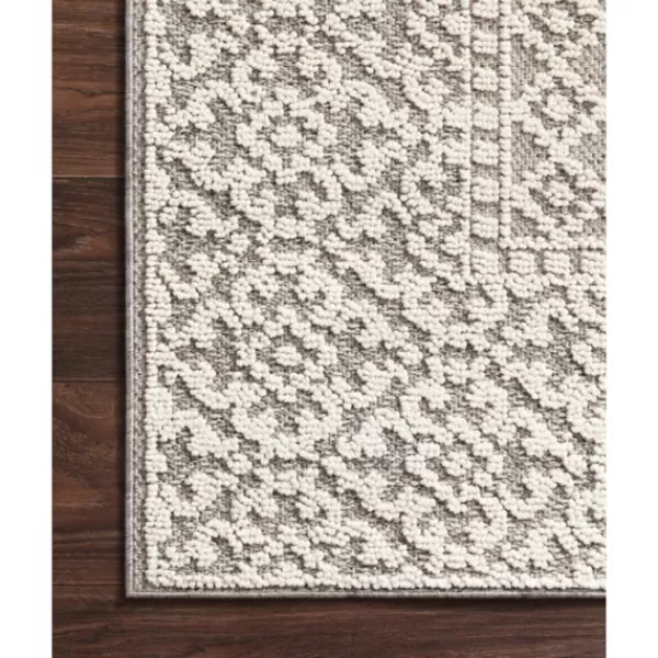 Outdoor Rugs-Kirkland's Home Gray And Ivory Lace Border Outdoor Area Rug, 6X9 Ivory/Gray