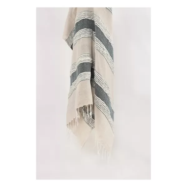Blankets & Throws-Kirkland's Home Gray And Natural Colorblock Chevron Throw Gray/Tan