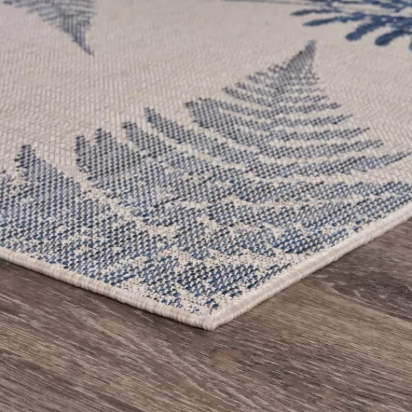Outdoor Rugs-Kirkland's Home Gray And Navy Falling Ferns Outdoor Area Rug, 5X7 Gray/Blue