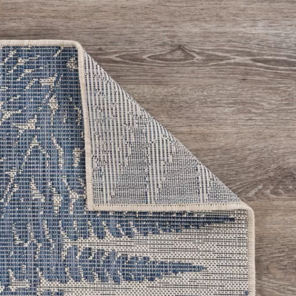 Outdoor Rugs-Kirkland's Home Gray And Navy Falling Ferns Outdoor Area Rug, 5X7 Gray/Blue