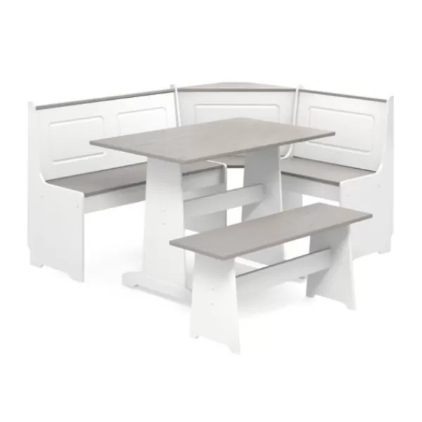 Dining Sets-Kirkland's Home Gray And White 3-Pc. Dining Nook Set