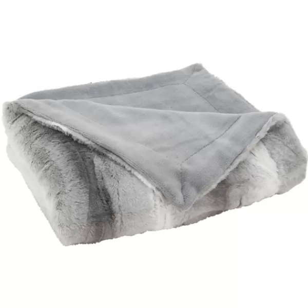 Blankets & Throws-Kirkland's Home Gray And White Animal Print Faux Fur Throw Gray/White