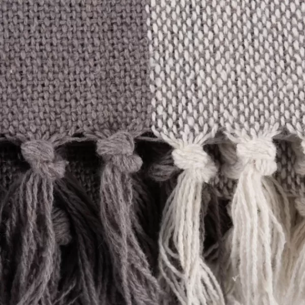 Blankets & Throws-Kirkland's Home Gray And White Buffalo Check Woven Fringe Throw Gray/White