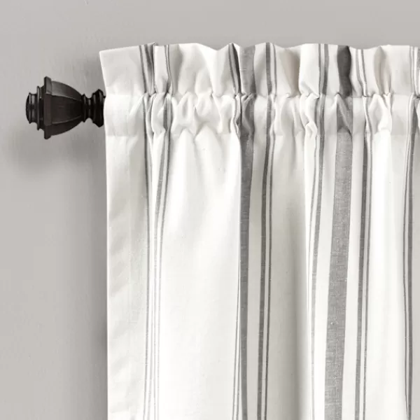 Curtains & Drapes-Kirkland's Home Gray And White Farmhouse Stripe Valance White/Gray