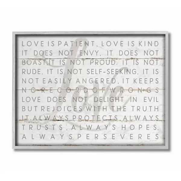 Wall Quotes & Signs-Kirkland's Home Gray And White Love Is Patient Framed Art Print Gray/White