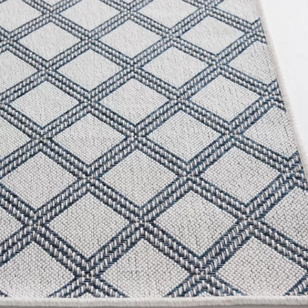 Outdoor Rugs-Kirkland's Home Gray Auckland Trellis Outdoor Area Rug, 5X7 Gray/Blue