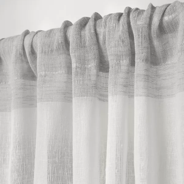 Curtains & Drapes-Kirkland's Home Gray Becky Curtain Panel Set, 108 In. Gray/Tan