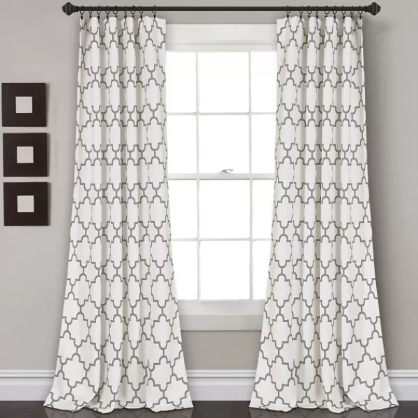 Curtains & Drapes-Kirkland's Home Gray Bella Curtain Panel Set, 84 In. Gray/White