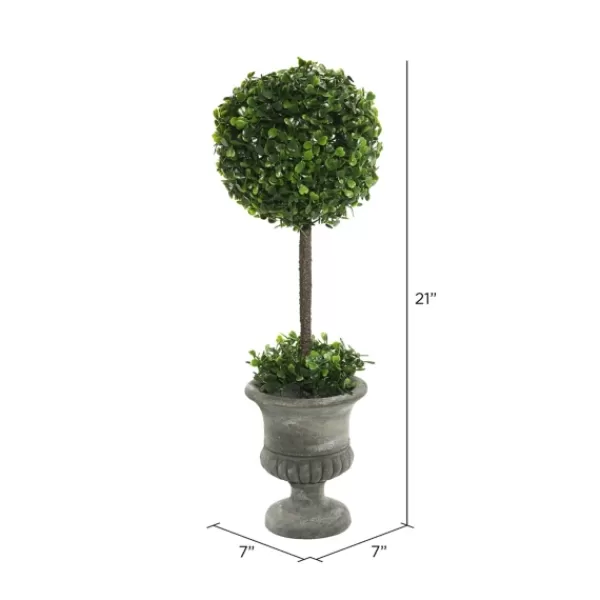 Trees & Topiaries-Kirkland's Home Gray Boxwood Pedestal Urn Topiary, 2 Ft.