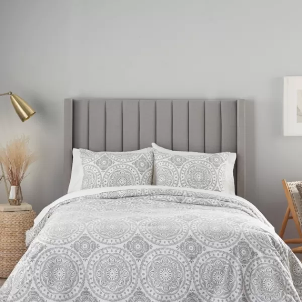 Comforters-Kirkland's Home Gray Cloud Floral King 3-Pc. Comforter Set Gray/White