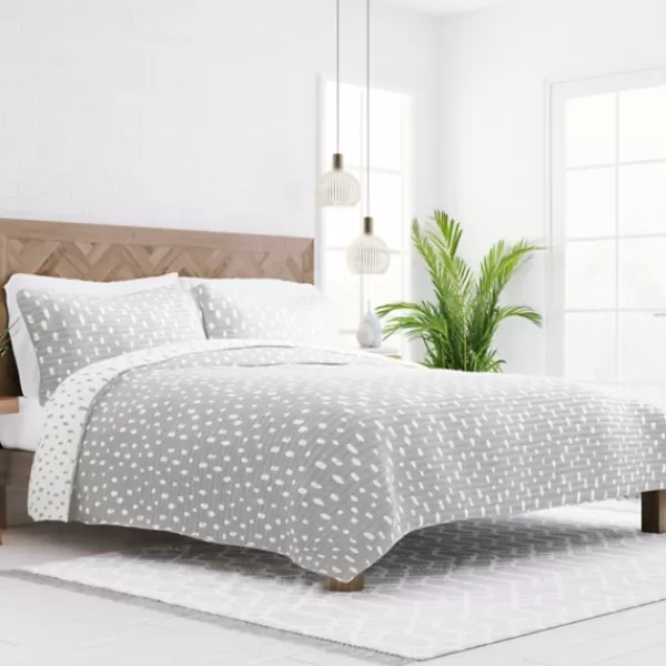 Quilts-Kirkland's Home Gray Dotted Reversible 3-Pc. King Quilt Set Gray/White