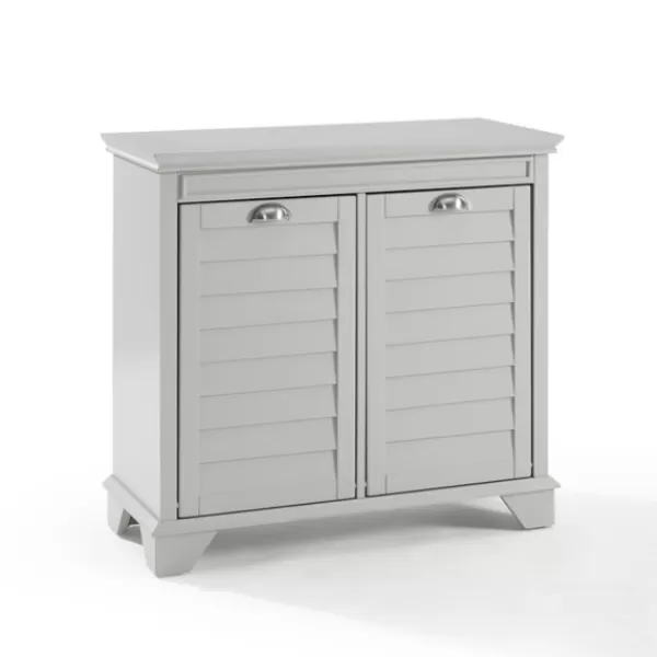 Bathroom Furniture-Kirkland's Home Gray Double Linen Hamper