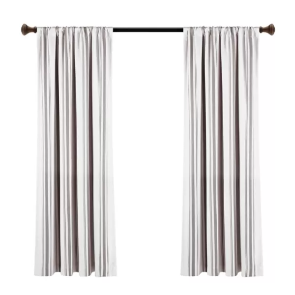 Curtains & Drapes-Kirkland's Home Gray Farmhouse Stripe Curtain Panels, Set Of 2 White/Gray