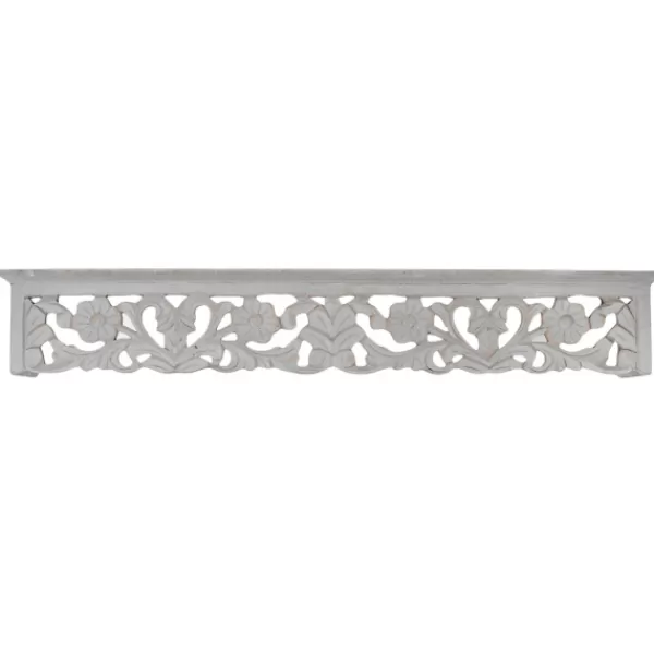 Shelves-Kirkland's Home Gray Floral Carved Wall Shelf