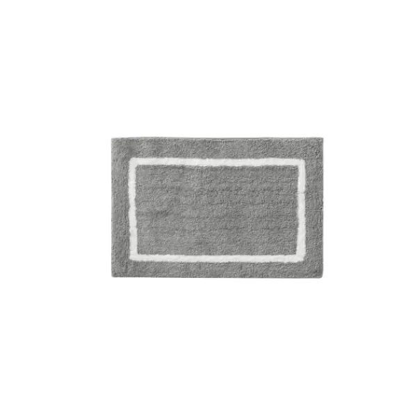 Bathroom Rugs-Kirkland's Home Gray Geometric Pattern Reversible Bath Mat, 34 In. Gray/White