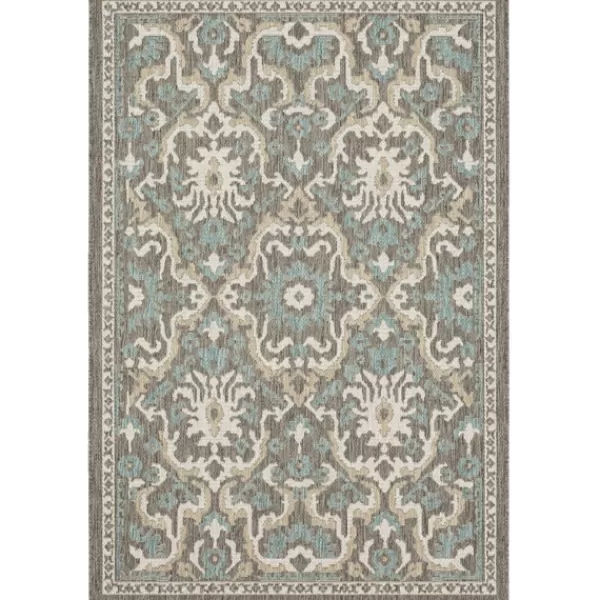 Outdoor Rugs-Kirkland's Home Gray Global Ikat Indoor/Outdoor Area Rug, 5X7 Blue/Gray