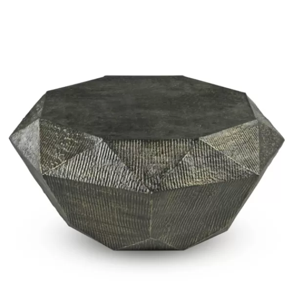 Coffee Tables-Kirkland's Home Gray Hand-Stamped Iron Octagonal Coffee Table