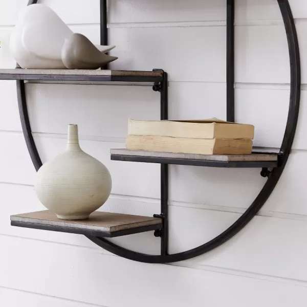 Shelves-Kirkland's Home Gray Metal 4-Tier Circular Wall Shelf