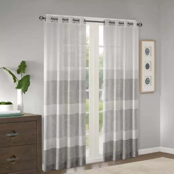 Curtains & Drapes-Kirkland's Home Gray Modern Stripes Curtain Panel, 84 In. Gray/White