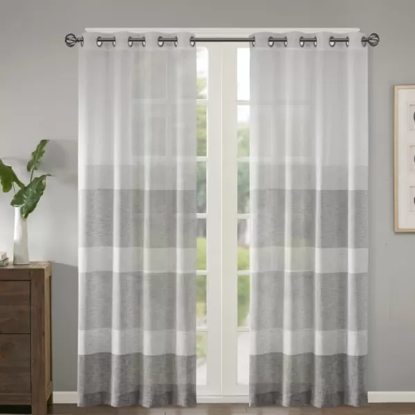 Curtains & Drapes-Kirkland's Home Gray Modern Stripes Curtain Panel, 95 In. Gray/White