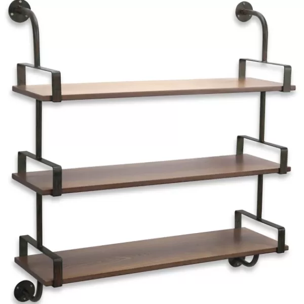 Shelves-Kirkland's Home Gray Modern Triple Rack Wall Shelf