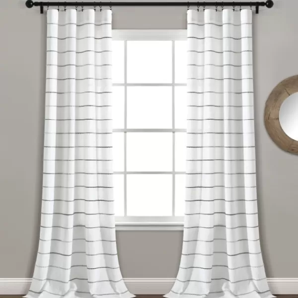 Curtains & Drapes-Kirkland's Home Gray Ombre Stripe Curtain Panel Set, 84 In. Gray/White