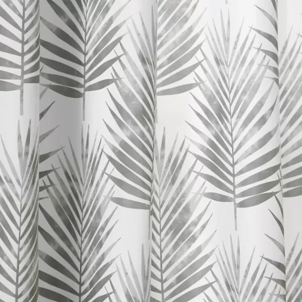 Curtains & Drapes-Kirkland's Home Gray Palm Leaves Curtain Panel Set, 84 In. Gray/White