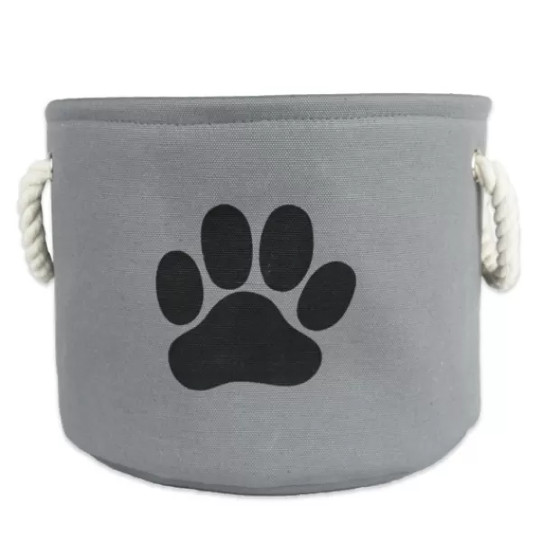 Baskets & Boxes-Kirkland's Home Gray Paw Print Round Basket With Handles