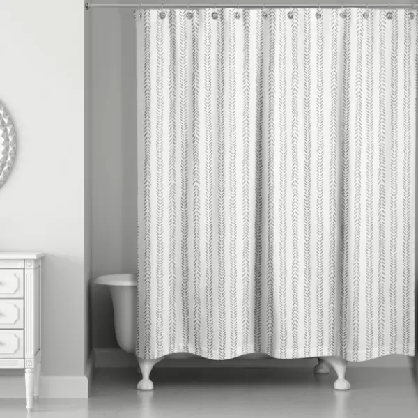 Shower Curtains-Kirkland's Home Gray Petal Lines Shower Curtain White/Gray