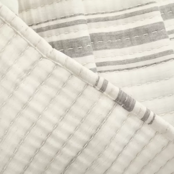 Blankets & Throws-Kirkland's Home Gray Pick Stitch Stripe Decorative Throw Gray/White