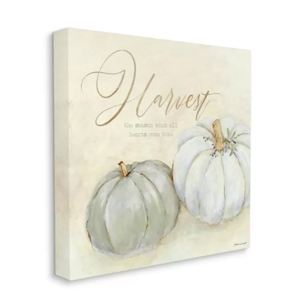 Wall Quotes & Signs-Kirkland's Home Gray Pumpkins Autumn Harvest Canvas Art Print Gray/Tan