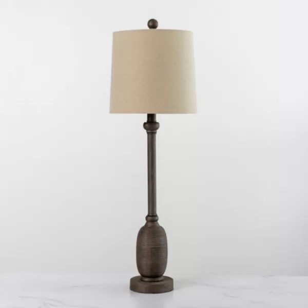 Buffet Lamps-Kirkland's Home Gray Resin Base Buffet Lamp Ivory