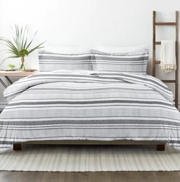 Duvets-Kirkland's Home Gray Soft Striped 3-Pc. King Duvet Cover Set Gray/White