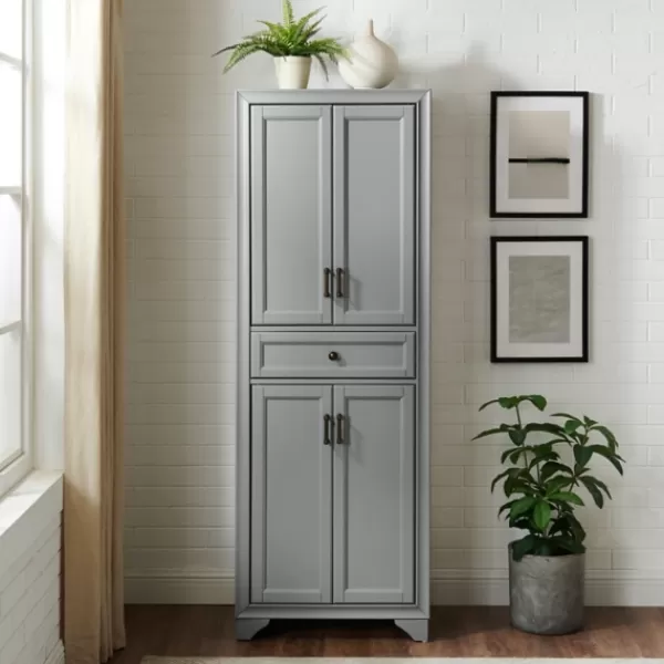 Cabinets & Sideboards-Kirkland's Home Gray Tara Pantry Cabinet