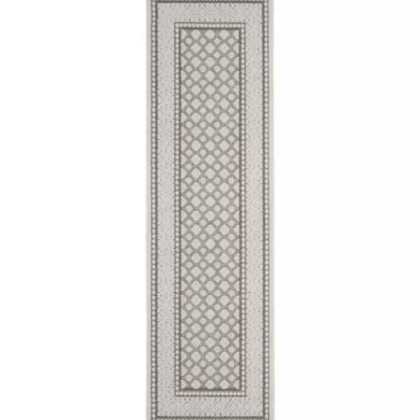 Outdoor Rugs-Kirkland's Home Gray Tile Motif Outdoor Runner, 2X7 Gray/White