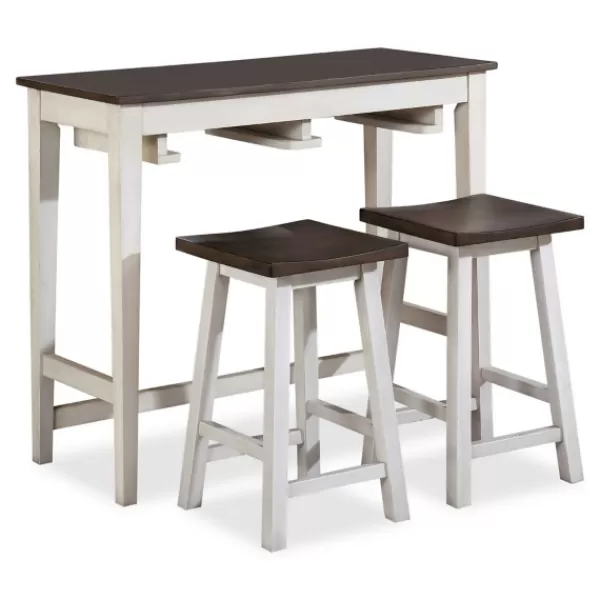 Dining Tables-Kirkland's Home Gray Top Wood With Rack 3-Pc. Dining Set