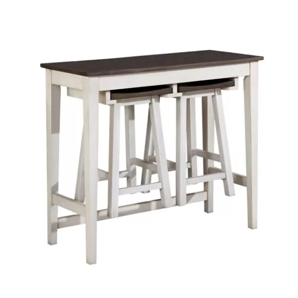 Dining Tables-Kirkland's Home Gray Top Wood With Rack 3-Pc. Dining Set