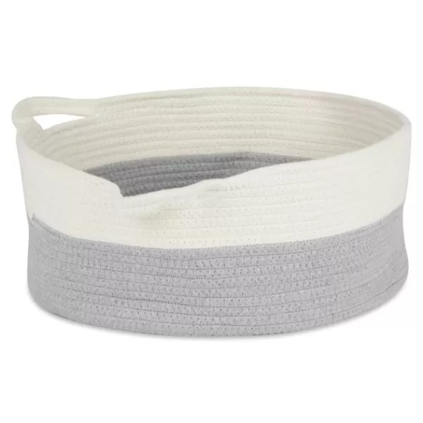 Baskets & Boxes-Kirkland's Home Gray Two-Tone Rope Cat Ear Basket Gray/White