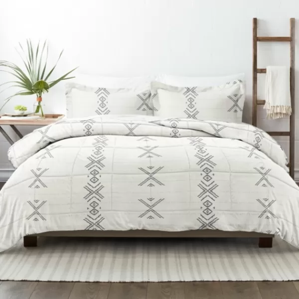 Comforters-Kirkland's Home Gray Urban Stitch King 3-Pc. Comforter Set White/Gray