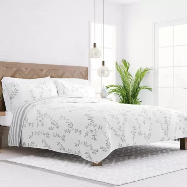 Quilts-Kirkland's Home Gray Vines Reversible 2-Pc. Twin Quilt Set Gray/White