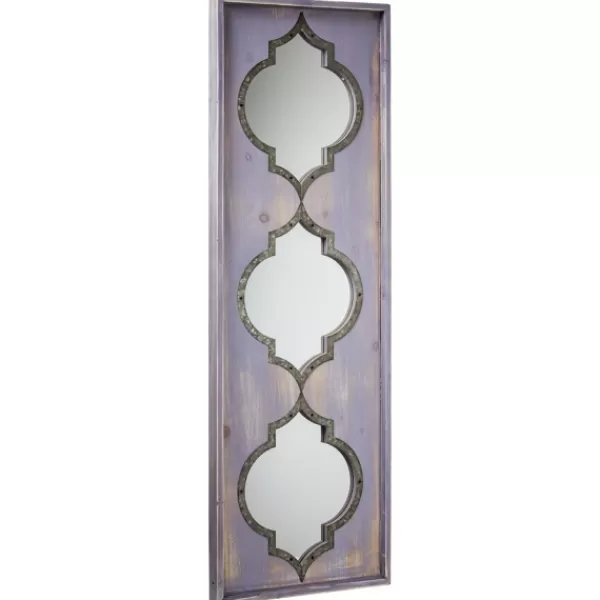 Decorative Mirrors-Kirkland's Home Gray Washed Purple Wood Wall Mirror