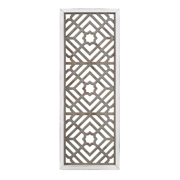 Wall Plaques-Kirkland's Home Gray Washed Wood & White Frame Cut Out Wall Plaque Gray/White